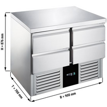 Cargue la imagen en la galería, Mini table réfrigérée positive PREMIUM - 0,9 x 0,7 m - avec 4 tiroirs 1/2
