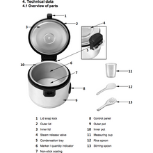 Cargue la imagen en la galería, Chauffe-snack / Cuiseur à riz - 12 litres | Cuiseur asiatique | Cuiseur à vapeur - 40-60 Portions
