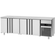 Lade das Bild in den Galerie-Viewer, Table réfrigérée négative PREMIUM - 2,3 x 0,7 m - avec 4 portes - GN 1/1
