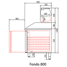 Load image into Gallery viewer, CORECO - Table à pizza réfrigérée 2,61 x 0,8 m - avec 4 portes idéal pour bac à pizza
