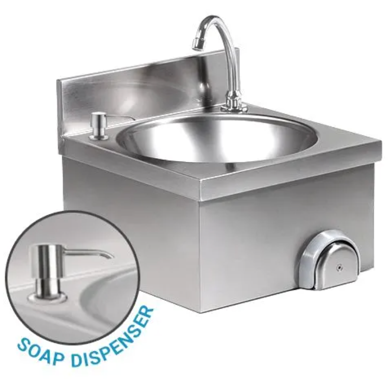 Lavabo - Lave-mains 40x40cm - avec mitigeur (raccordement eau froide et chaude) et distributeur de savon