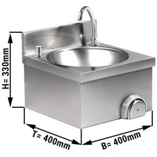 Lade das Bild in den Galerie-Viewer, Lavabo - Lave-mains 40x40cm - avec mitigeur (raccordement eau froide et chaude) et distributeur de savon
