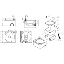 Lade das Bild in den Galerie-Viewer, Lavabo - Lave-mains 40x40cm - avec mitigeur (raccordement eau froide et chaude) et distributeur de savon
