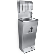 Lade das Bild in den Galerie-Viewer, Station lavabo en acier inoxydable | station de lavage - Lave-mains - avec poubelle, distributeur de papier et distributeur de savon
