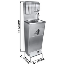 Lade das Bild in den Galerie-Viewer, Station lavabo en acier inoxydable | station de lavage - Lave-mains - avec poubelle, distributeur de papier et distributeur de savon
