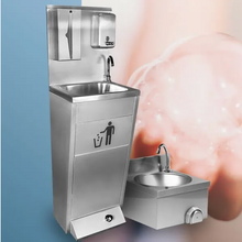 Lade das Bild in den Galerie-Viewer, Station lavabo en acier inoxydable | station de lavage - Lave-mains - avec poubelle, distributeur de papier et distributeur de savon
