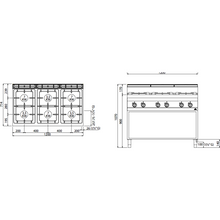 Görseli Galeri görüntüleyiciye yükleyin, BERTO&#39;S - Cuisinière à gaz - 6 feux 31,5 Kw - Placard ouvert
