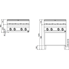 Görseli Galeri görüntüleyiciye yükleyin, BERTO&#39;S - Cuisinière à gaz - 4 feux 21 Kw - Placard ouvert
