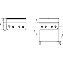 Cargue la imagen en la galería, BERTO&#39;S - Cuisinière vitrocéramique - 4 zones - 12,8 Kw - Placard ouvert
