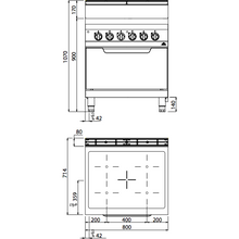 Lade das Bild in den Galerie-Viewer, BERTO&#39;S - Cuisinière vitrocéramique - 4 zones 12,8 Kw + four 7,5 Kw
