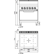 Lade das Bild in den Galerie-Viewer, BERTO&#39;S - Cuisinière vitrocéramique - 4 zones 12,8 Kw + four 7,5 Kw - best-seller
