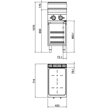 Lade das Bild in den Galerie-Viewer, BERTO&#39;S - Cuisinière vitrocéramique INDUCTION - 2 zones - 7 Kw - Placard ouvert
