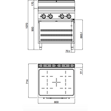 Cargue la imagen en la galería, BERTO&#39;S - Cuisinière vitrocéramique INDUCTION - 4 zones - 14 Kw - Placard ouvert
