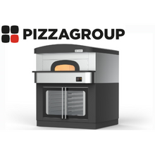 Lade das Bild in den Galerie-Viewer, PIZZAGROUP - NAPOLI KVARA 550-6C - Four à pizza napolitain électrique digital 6 pizzas avec hotte - sur étuve de 12 bacs à pâtons +5°C/+50°C  - 400Volt
