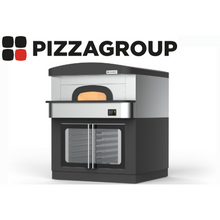 Görseli Galeri görüntüleyiciye yükleyin, PIZZAGROUP - NAPOLI KVARA 550-6C - Four à pizza napolitain électrique digital 6 pizzas avec hotte - sur étuve de 12 bacs à pâtons +5°C/+50°C  - 400Volt
