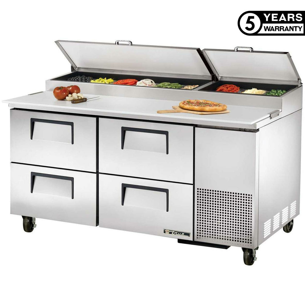 TRUE REFRIGERATION - Table à pizza 9 x GN 1/3 - 4 tiroirs - American style