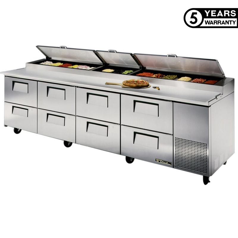 TRUE REFRIGERATION - Table à pizza 15 x GN 1/3 - 8 tiroirs - American style